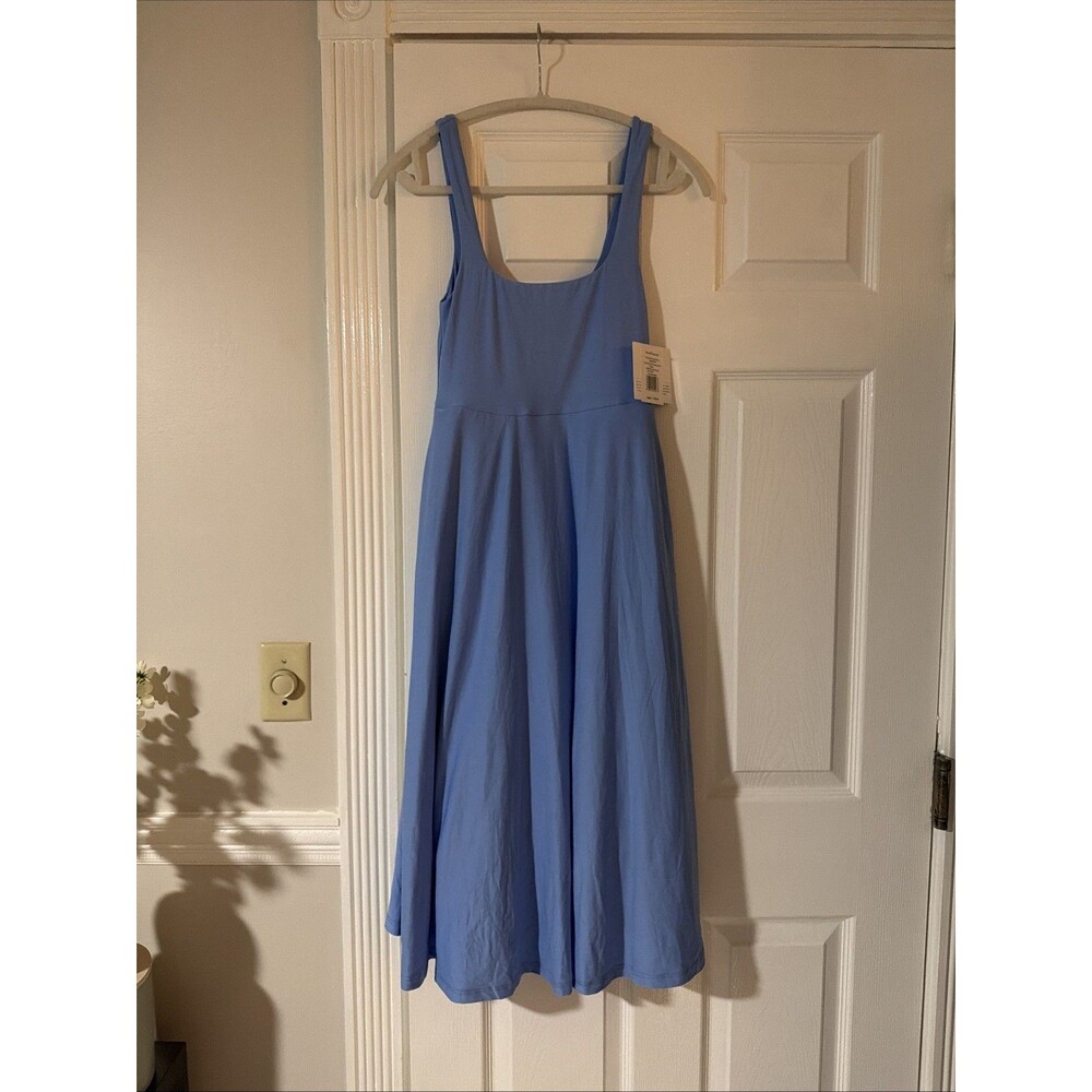 Beyond Yoga Featherweight At The Ready Square Neck Dress Wildflower Blue XS